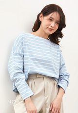 IKARI Basic Stripes Boxy T-Shirt - Blue