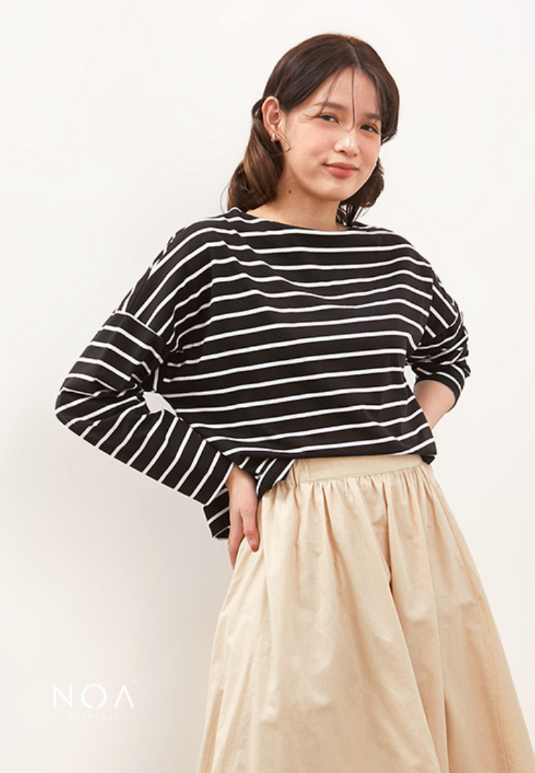 IKARI Basic Stripes Boxy T-Shirt - Black