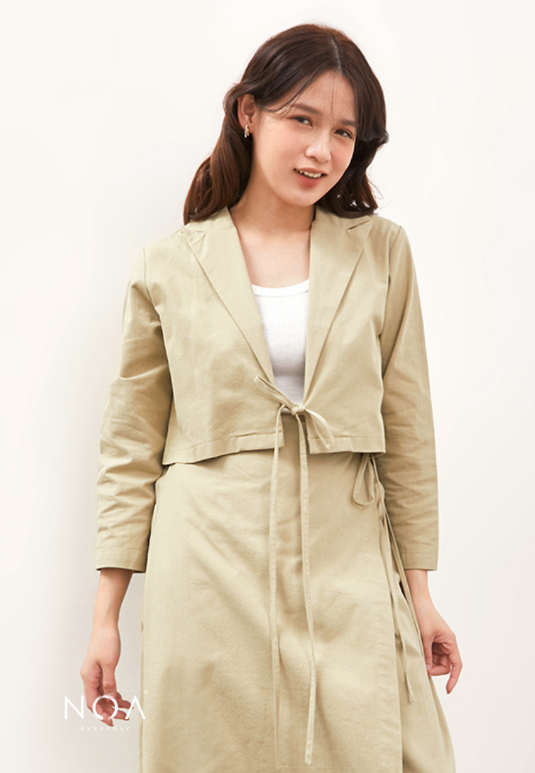 HIKARU Ribbon Long Sleeve Blazer - Light Green