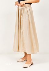 RISAKO Ruffle Flowing Maxi Skirt - Cream