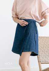 AERI Linen Bow Tie Skort - Denim