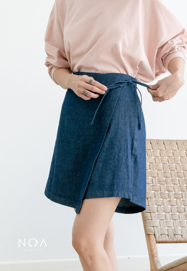 AERI Linen Bow Tie Skort - Denim