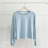 NOAeveryday | ETSU Striped Boxy Longsleeve T-Shirt | Atasan Wanita | Kaos Garis Lengan Panjang Wanita