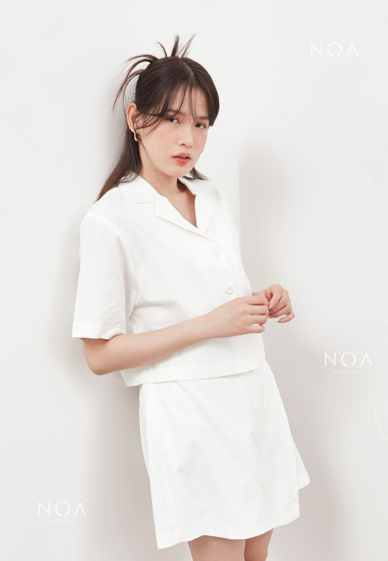 AERI Linen Boxy Basic Shirt - White