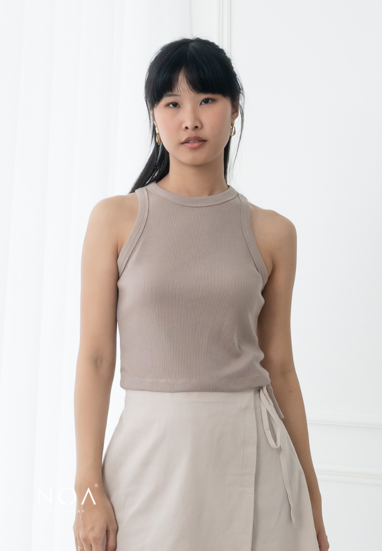 YORI Rib Backfit Tanktop - Light Brown