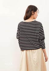 IKARI Basic Stripes Boxy T-Shirt - Black