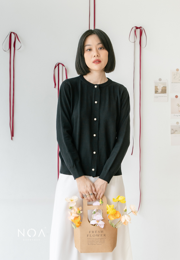 YORIKA Pearl Button Knitted Cardigan