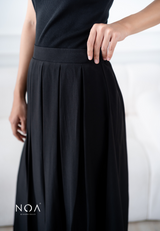 ARISA Pleated Midi Skirt - Black