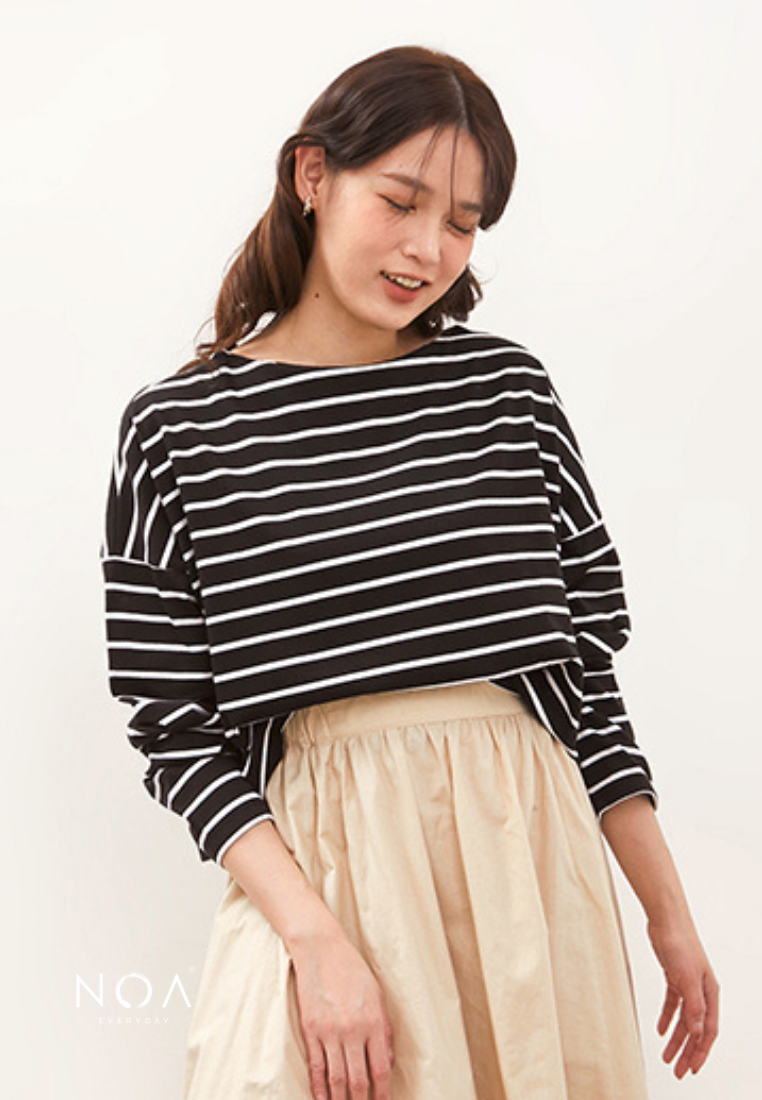 IKARI Basic Stripes Boxy T-Shirt - Black