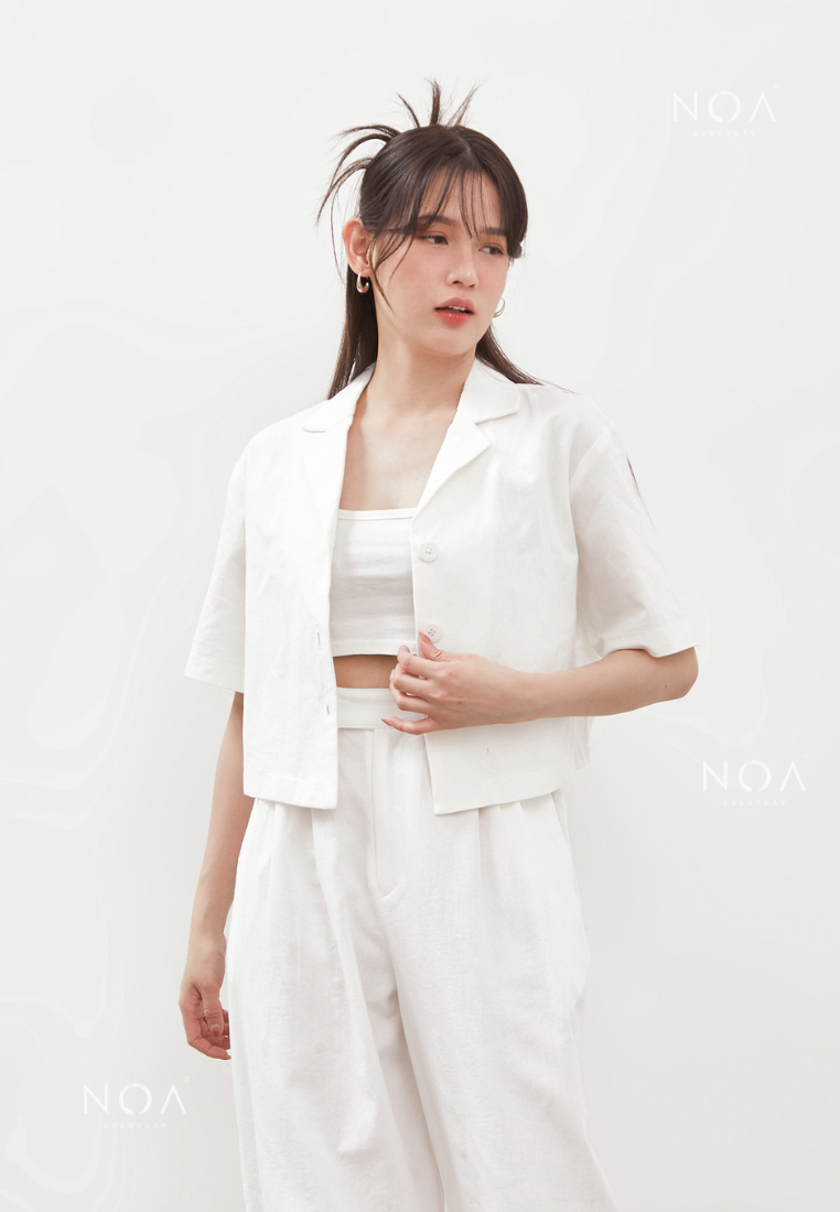 AERI Linen Boxy Basic Shirt - White