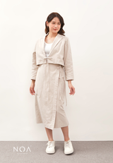 HIKARU Ribbon Long Sleeve Blazer - Light Cream