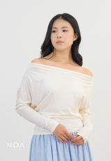 MINASE Rayon Off Shoulder T-Shirt