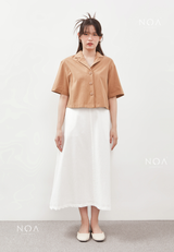 AERI Linen Boxy Basic Shirt - Light Brown