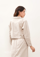 HIKARU Ribbon Long Sleeve Blazer - Light Cream