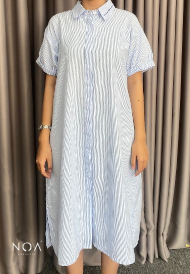 MIURA Striped Midi Shirt Dress