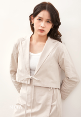 HIKARU Ribbon Long Sleeve Blazer - Light Cream