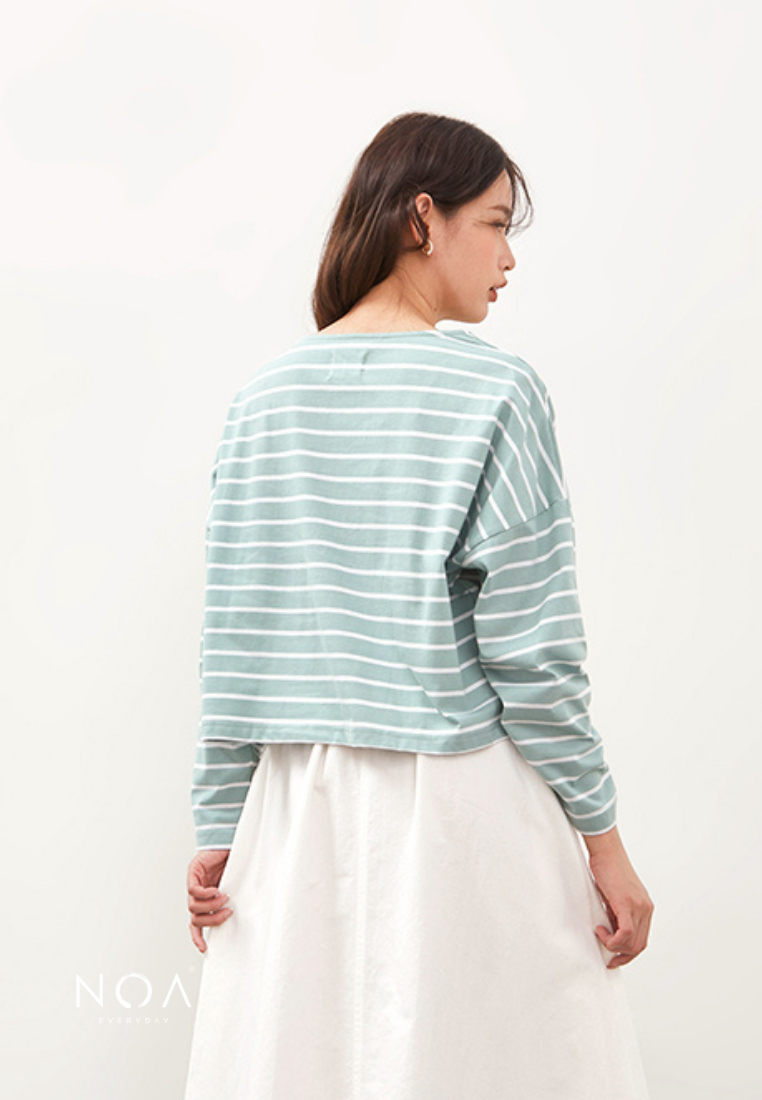 IKARI Basic Stripes Boxy T-Shirt - Mint