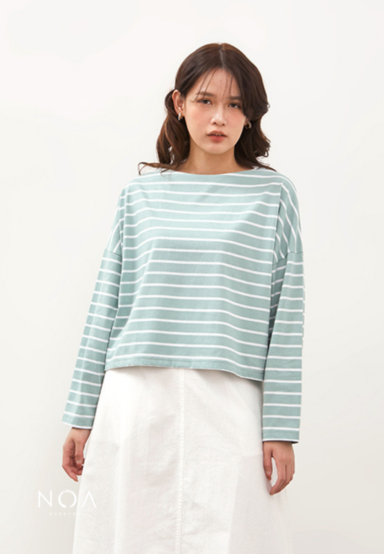 IKARI Basic Stripes Boxy T-Shirt - Mint