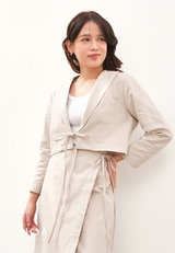 HIKARU Ribbon Long Sleeve Blazer - Light Cream