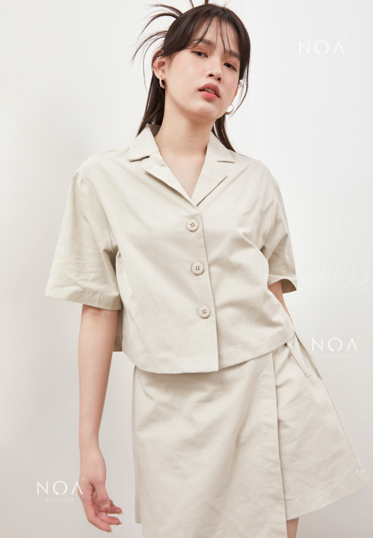 AERI Linen Boxy Basic Shirt - Light Cream