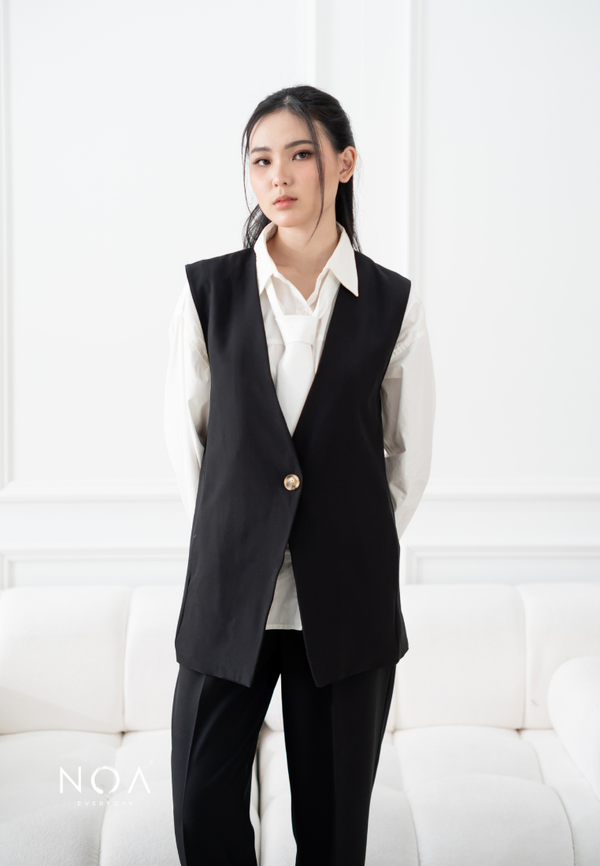 ARISA Button Pocket Vest - Black