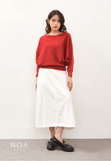 HAZUKI Batwing Knitted Blouse - Red