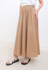 RISAKO Ruffle Flowing Maxi Skirt - Mocca