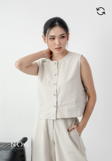 NAGISA Reversible Button Blouse - Light Cream