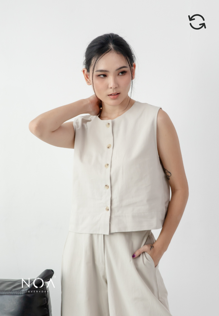 NAGISA Reversible Button Blouse - Light Cream