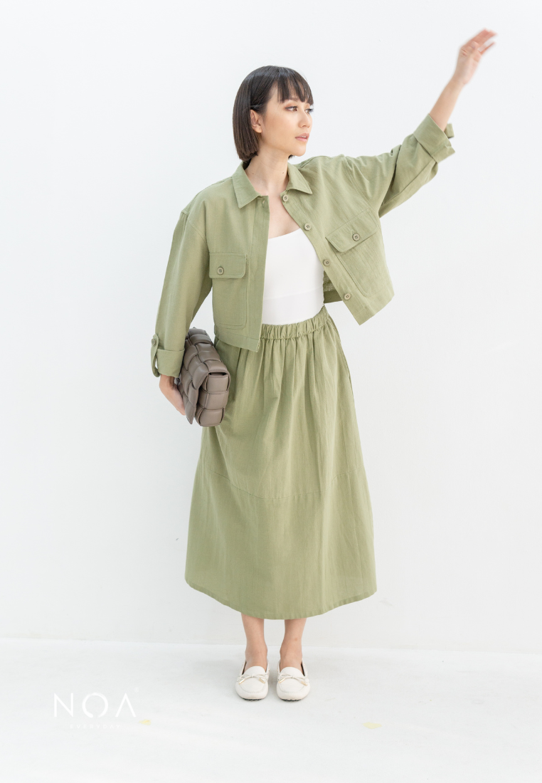 TANAKA Pocket Linen Jacket - Green