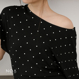 SEKA Rayon Dots Boatneck T-Shirt