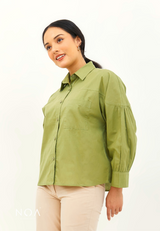 CHIYO Ruffle Sleeve Shirt - Light Green