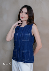 NAMIRE Denim Pocket Vest with Belt