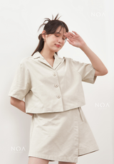 AERI Linen Boxy Basic Shirt - Light Cream