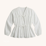 NATSU Linen Long Puff Sleeve Blouse