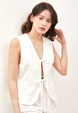 HIKARU Ribbon Vest - White