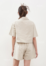 AERI Linen Boxy Basic Shirt - Light Cream