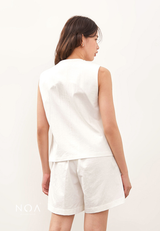 HIKARU Ribbon Vest - White