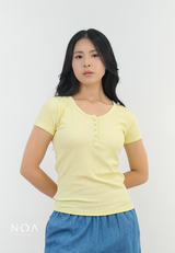 SORAI Rib Henley Short Sleeve Tee
