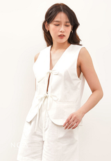 HIKARU Ribbon Vest - White