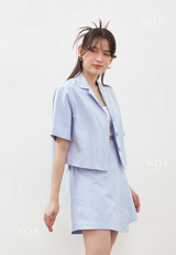 AERI Linen Boxy Basic Shirt - Baby Blue