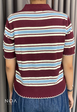 HARUME Striped Knitted Blouse