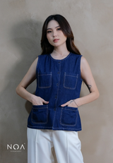 NAMIRE Denim Pocket Vest with Belt