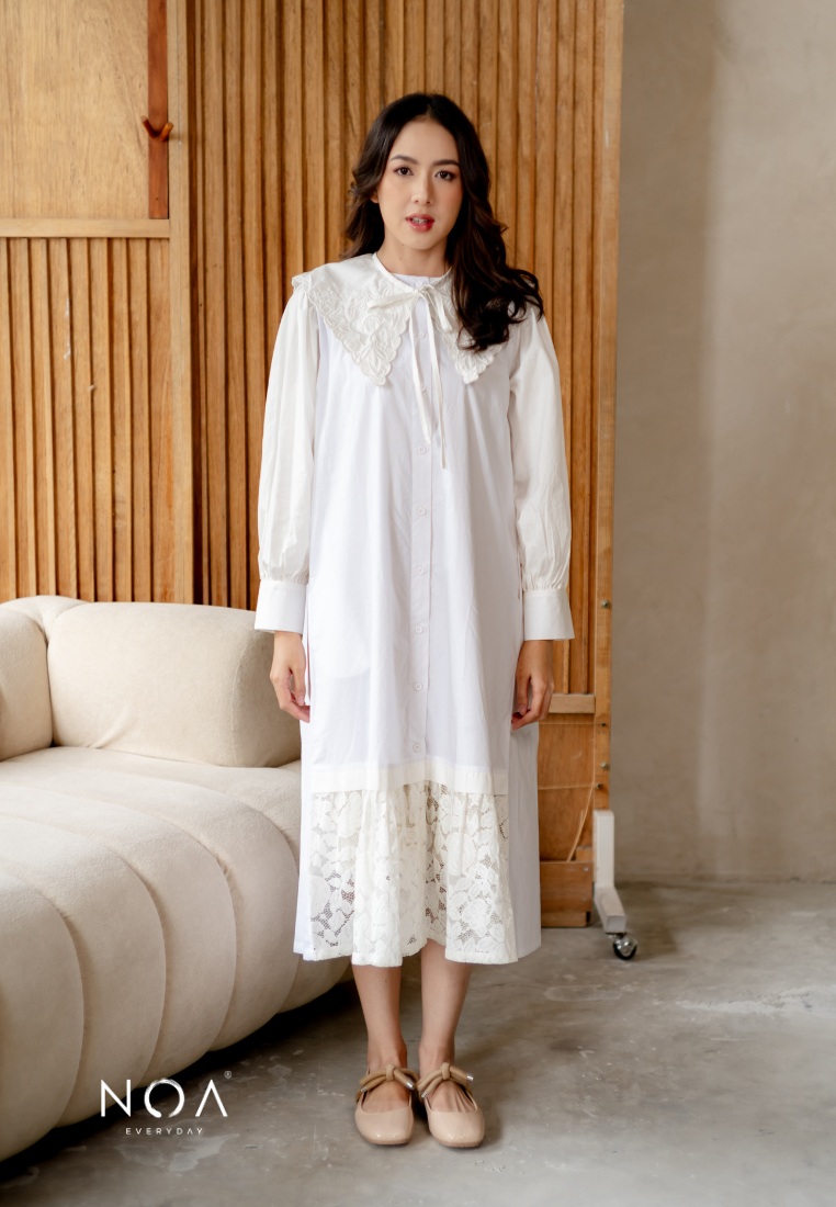 Pre-Order NOA X DHATU AKARI Puffsleeve Midi Dress with Lace (Delivery 1 march)