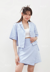 AERI Linen Boxy Basic Shirt - Baby Blue