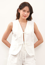 HIKARU Ribbon Vest - White