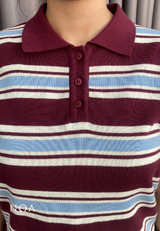 HARUME Striped Knitted Blouse