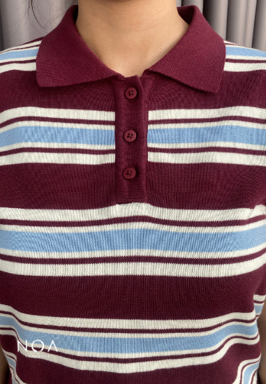 HARUME Striped Knitted Blouse
