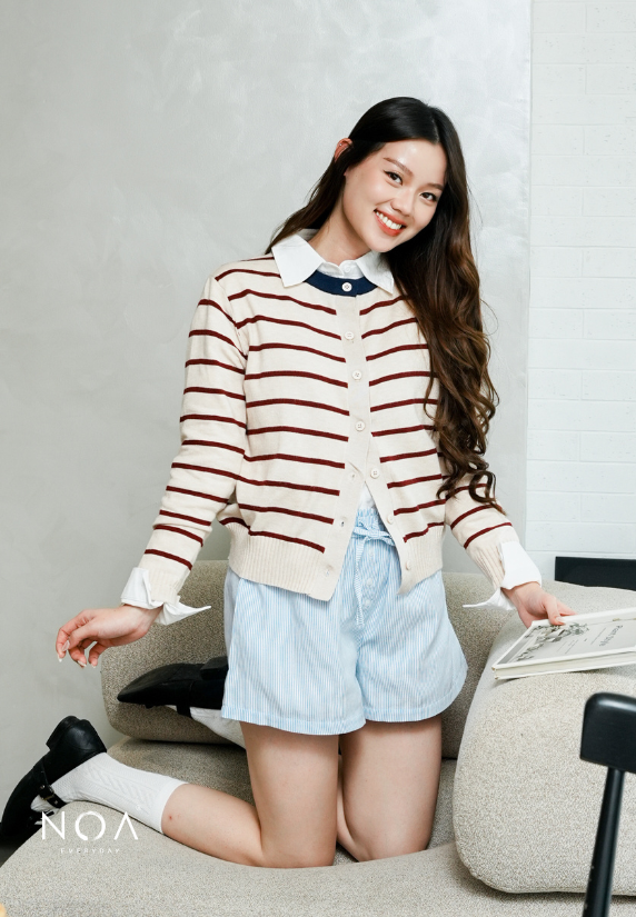 UME Basic Stripes Knitted Cardigan