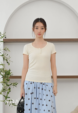 SORAI Rib Henley Short Sleeve Tee